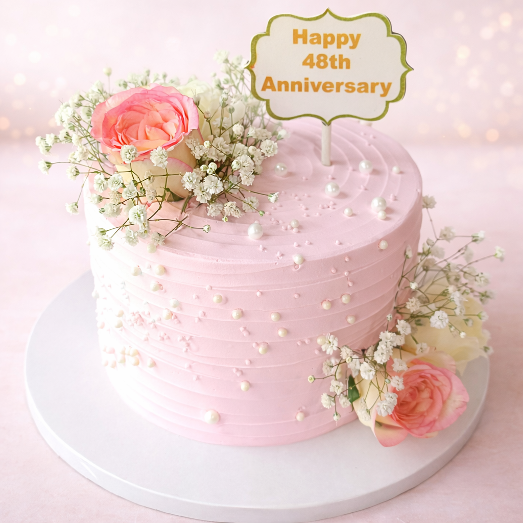 Blush Pearl Anniversary Cake