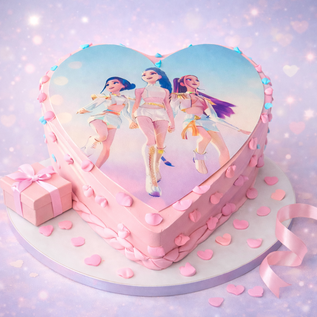 Pastel K-Pop Dream Heart Cake