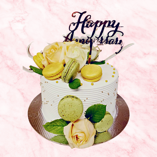 Delicate Macaron Anniversary Cake