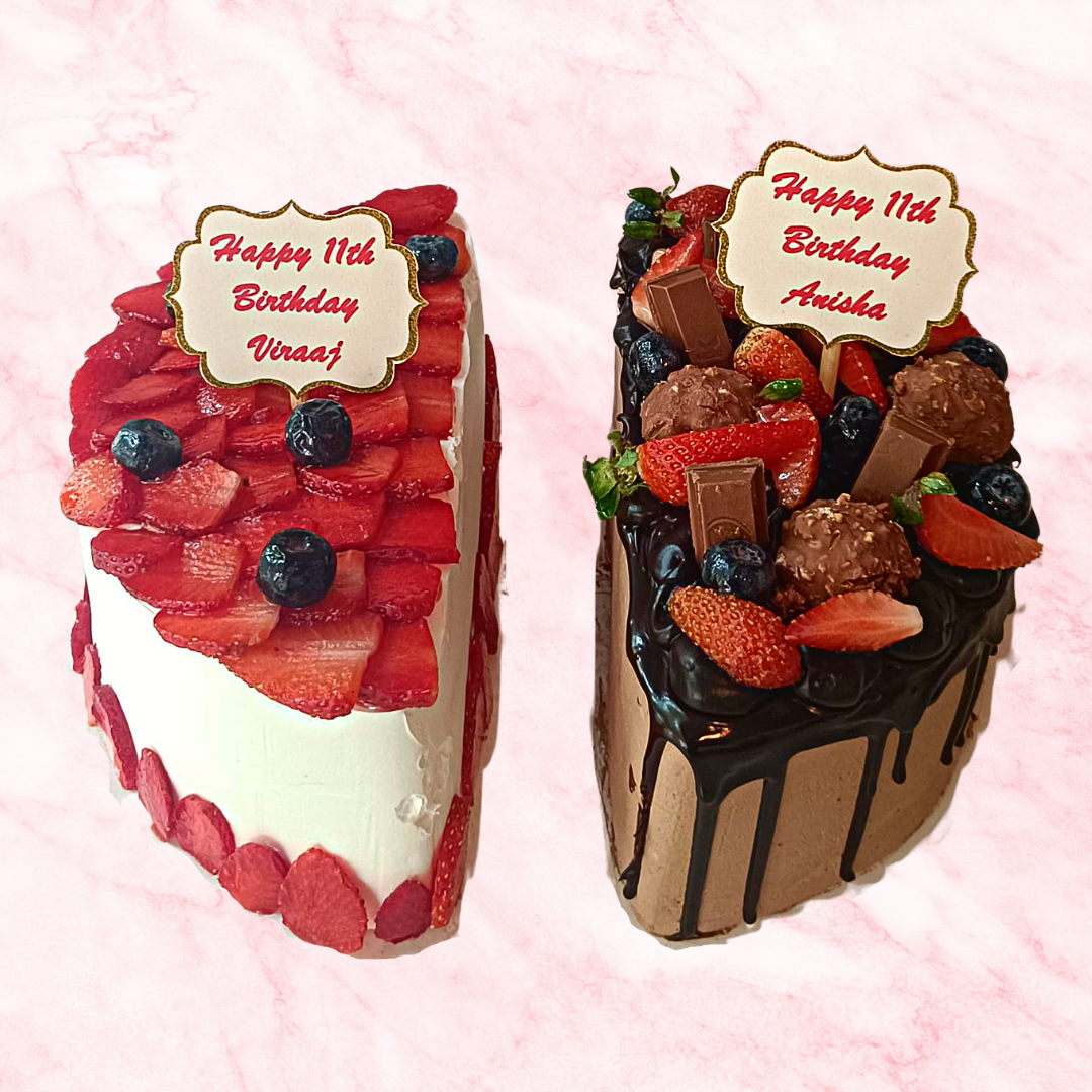 Half & Half Chocolate Strawberry Cake