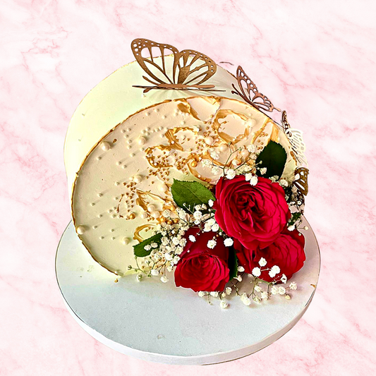 Rose & Butterfly Anniversary Cake