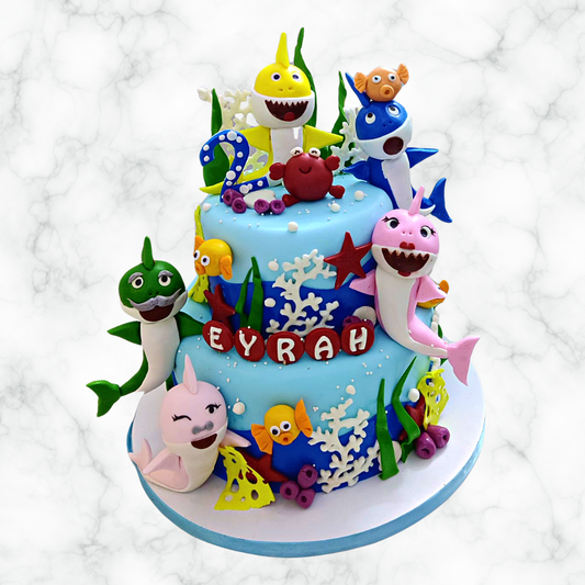 Shark Family Picnic Cake