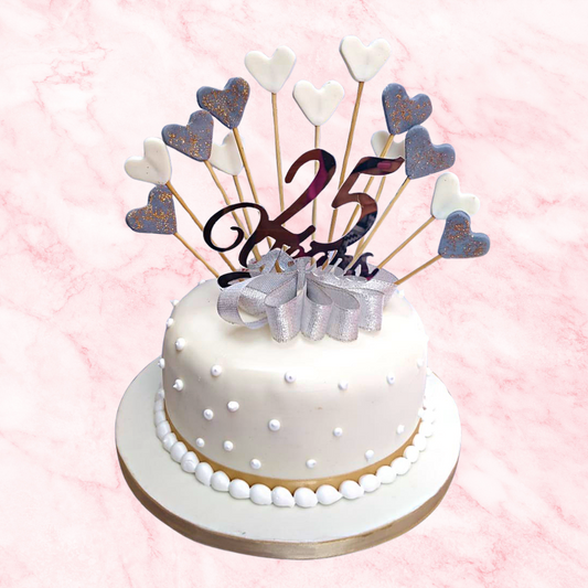 Silver Lining Hearts Cake