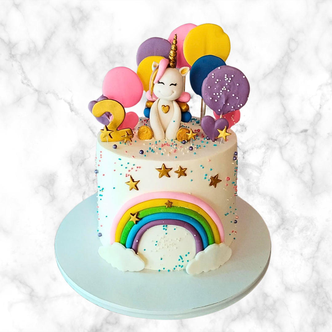 Magical Unicorn & Rainbow Birthday Cake