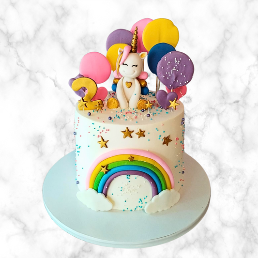 Magical Unicorn & Rainbow Birthday Cake