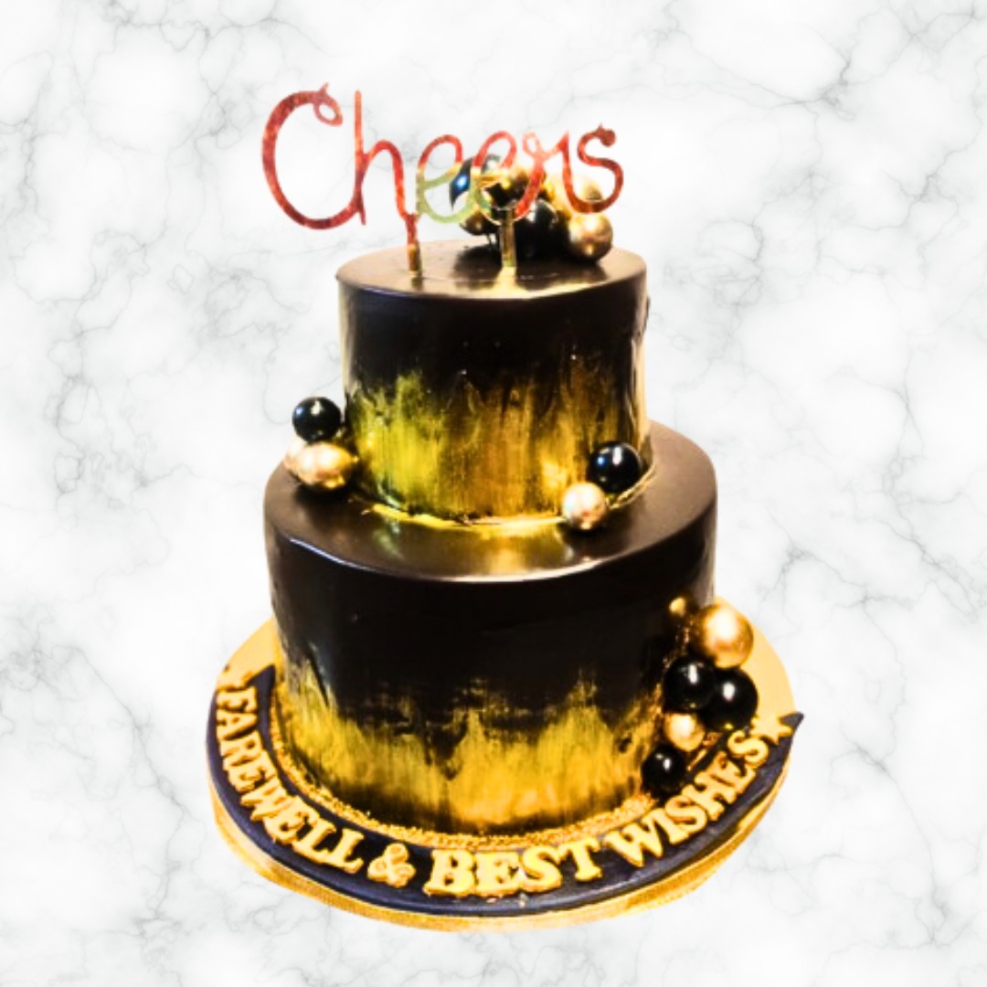 Two Tier Cheers Farewell Cake