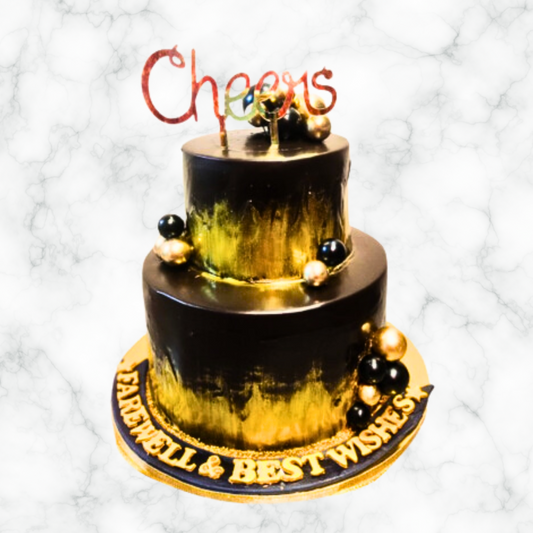 Two Tier Cheers Farewell Cake
