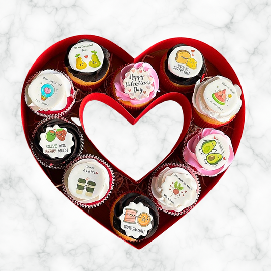 Assorted Valentine Pun-tastic Cupcakes (Box of 10)