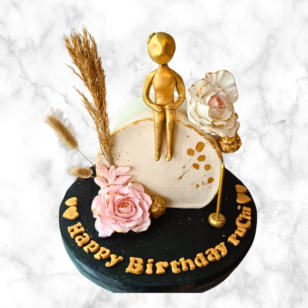 Golden Elegance Birthday Cake