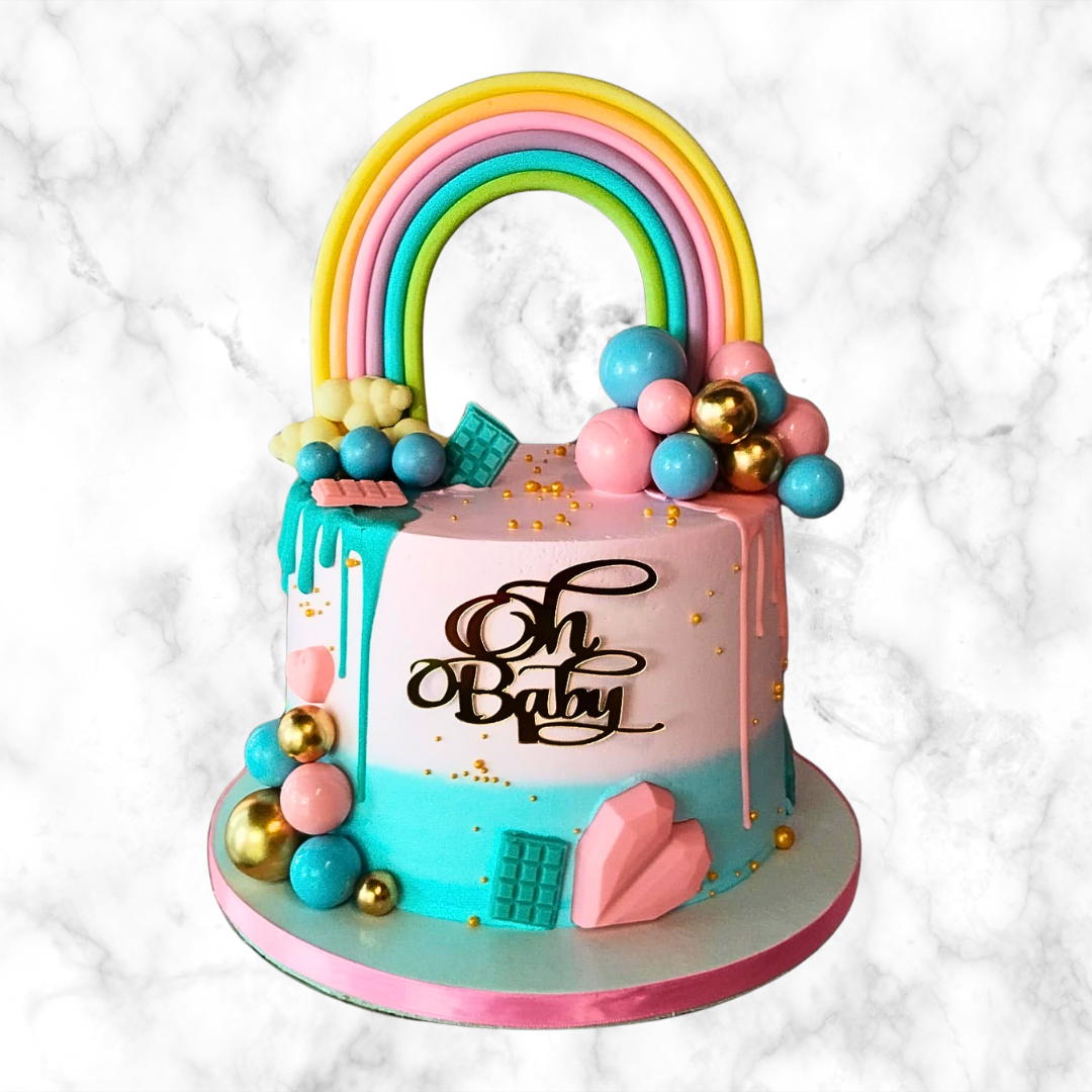Pastel Rainbow Baby Shower Cake