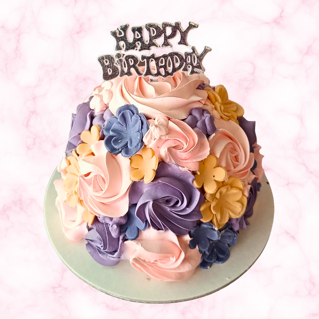 Elegant Floral Cream Cake