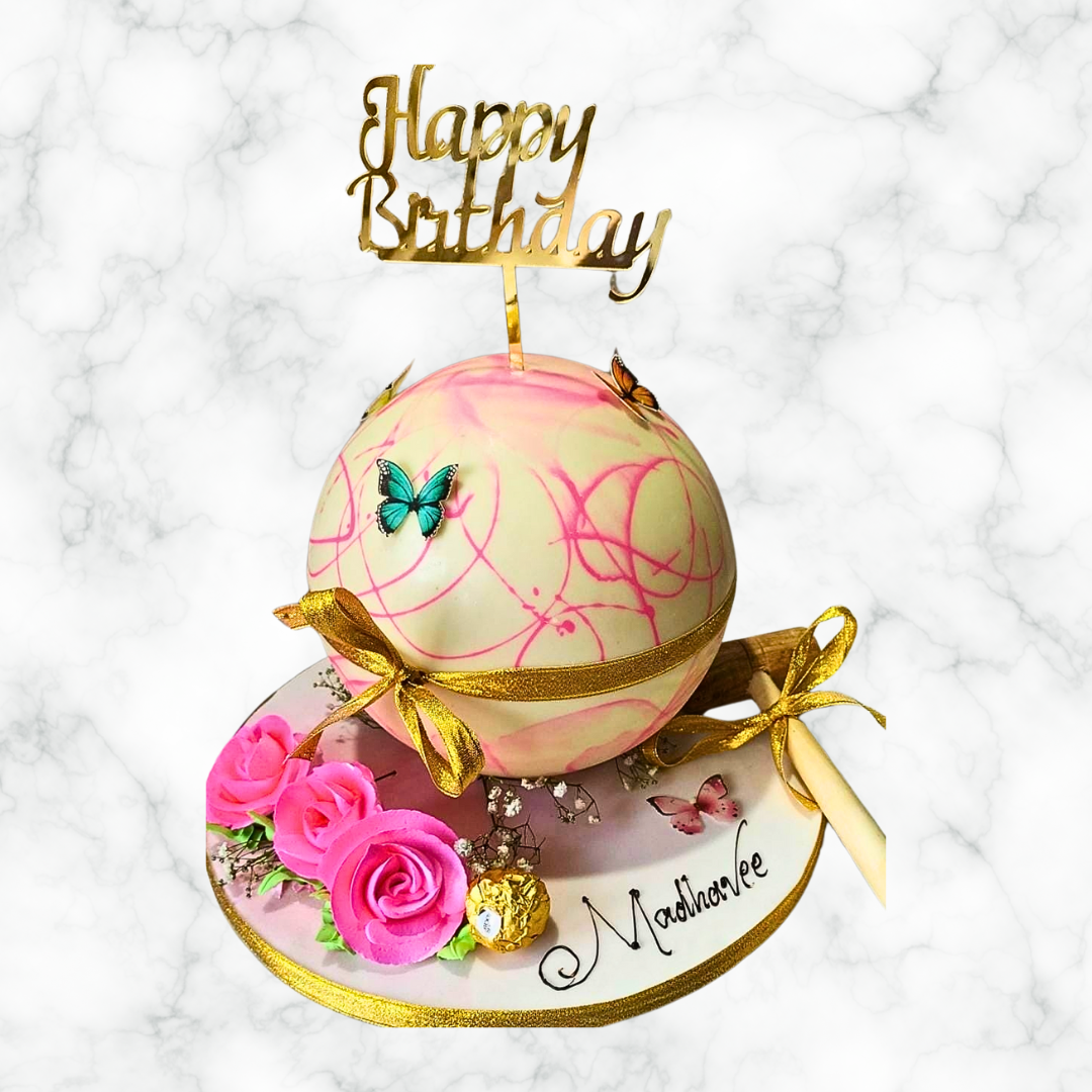 Floral Pink Pinata Cake