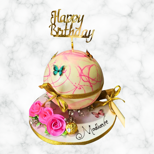 Floral Pink Pinata Cake