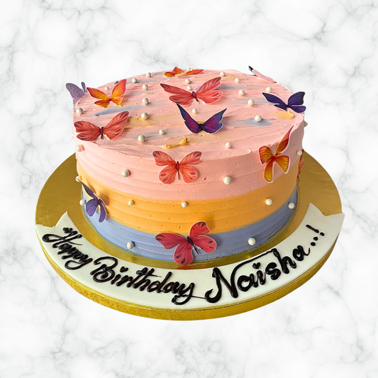 Sunset & Butterflies Cake