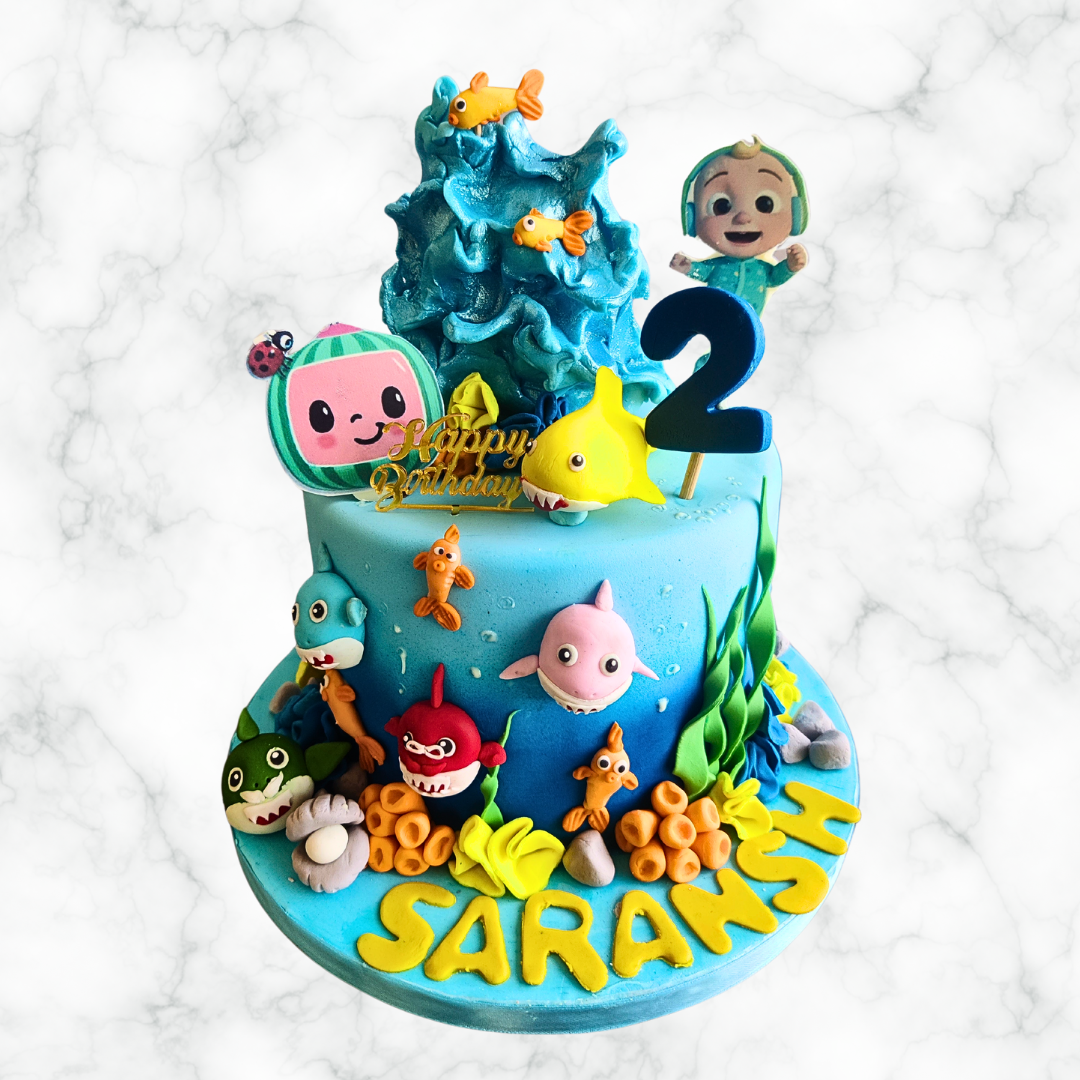 Baby Shark and Coco Melon Cake