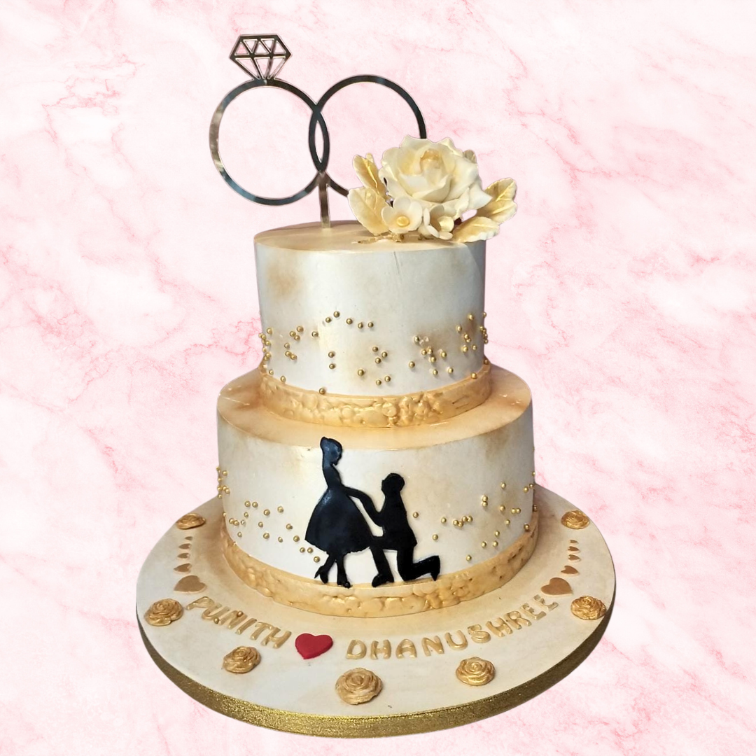 A Golden Proposal Cake