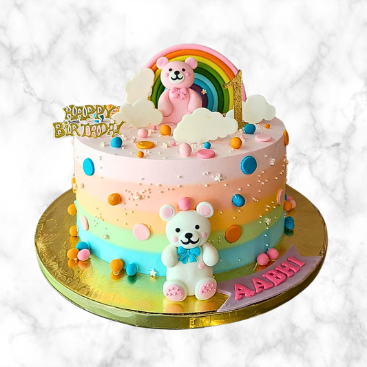 Teddy Rainbow Bliss Cake