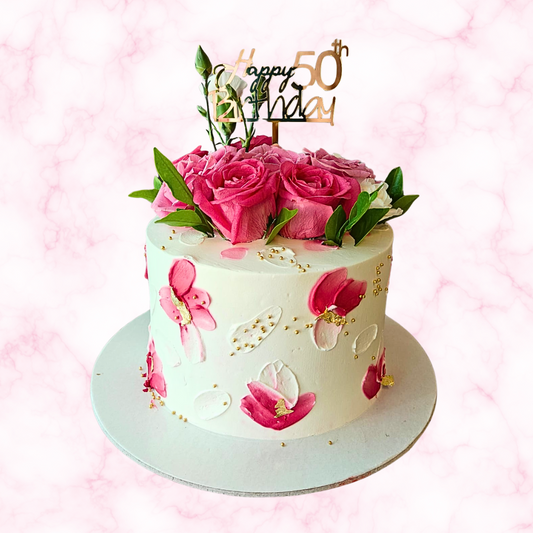Golden 50th Celebration Cake