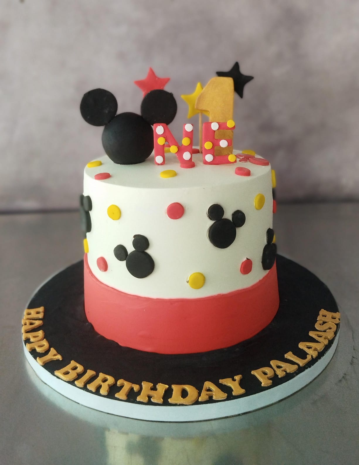 Mickey-Inspired First Birthday Cake