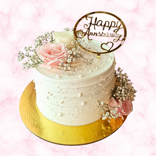 Elegant Floral Anniversary Cake