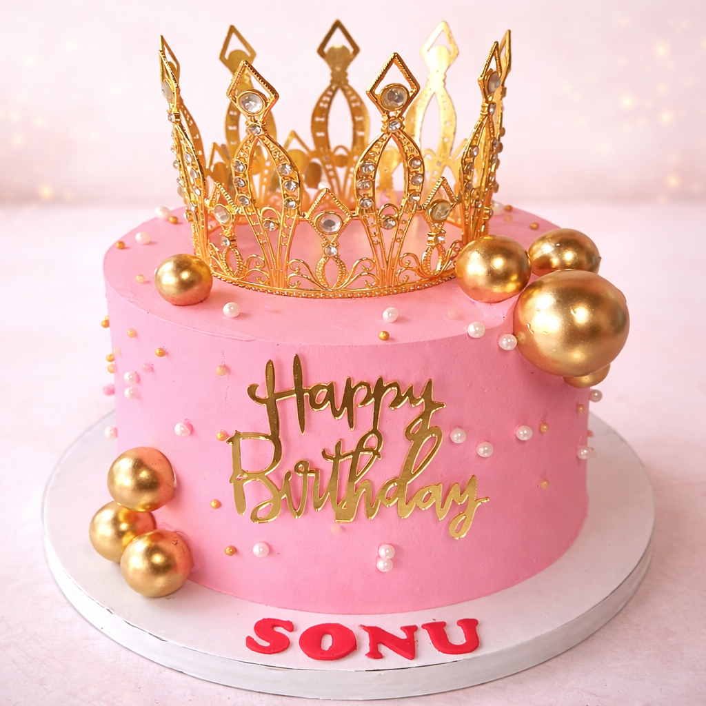 Royal Pink Crown Cake