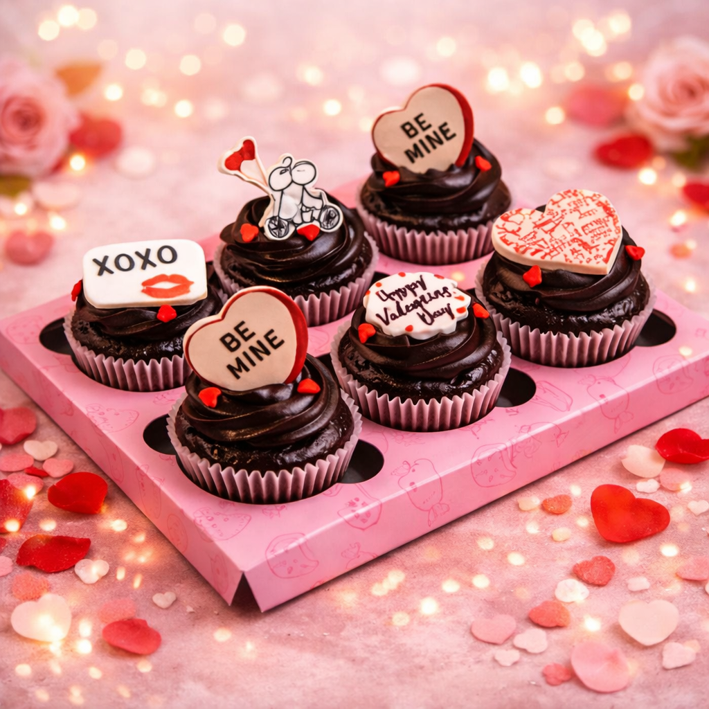 Valentine Chocolate Cupcakes (Box of 6)