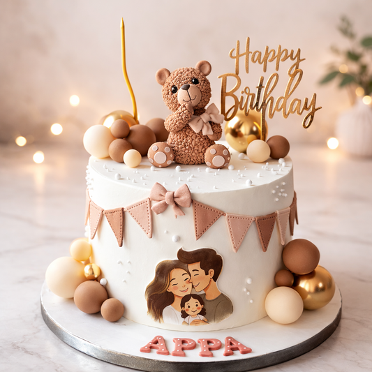 Elegant Teddy Birthday Cake