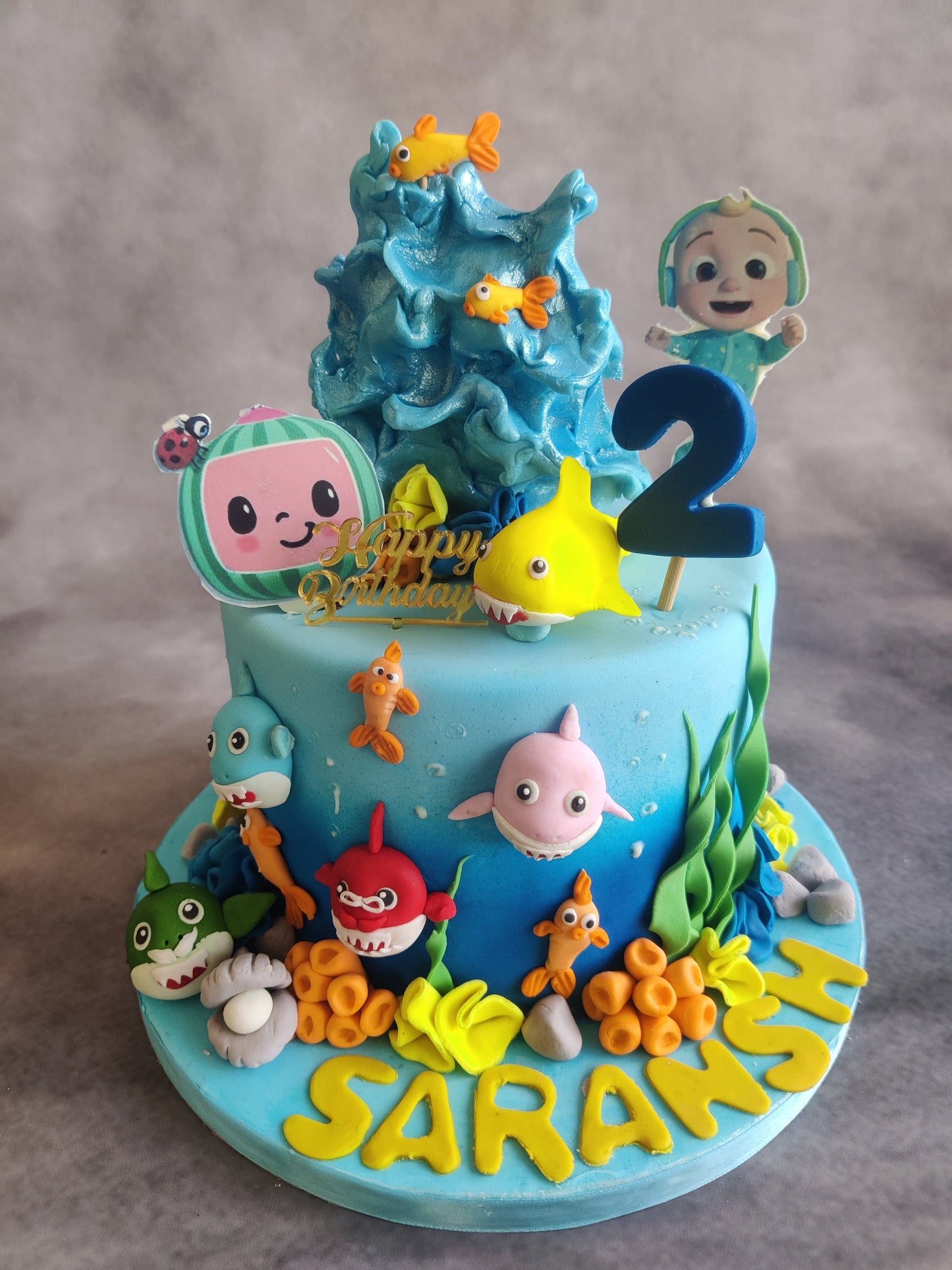 legateaucakes 1kg / Fruit of Forest / Egg Baby Shark and Coco Melon Cake