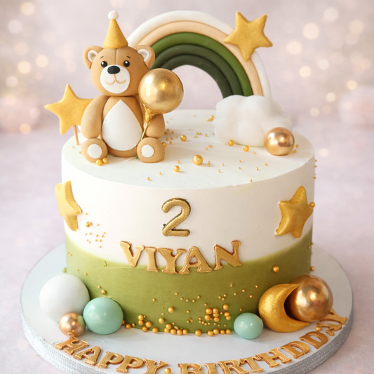 Teddy & Stars Second Birthday Cake