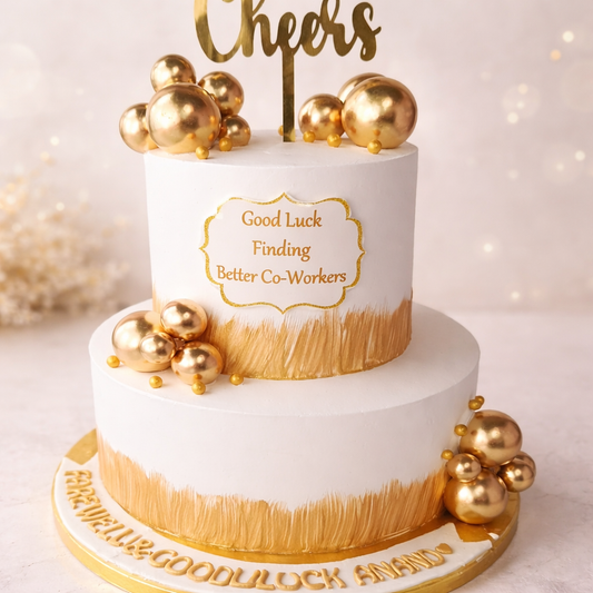 Elegant Gold Farewell Cake