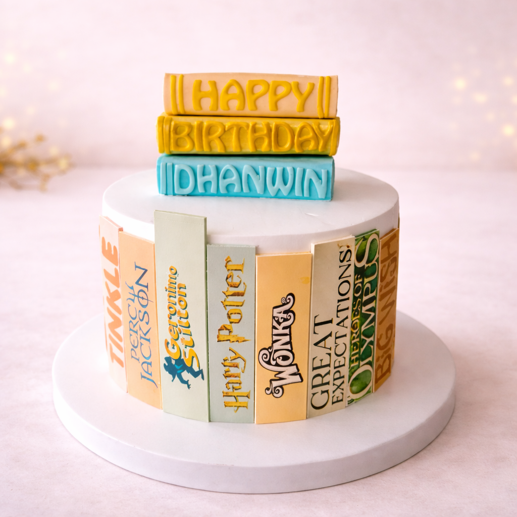 Bookworm Birthday Cake