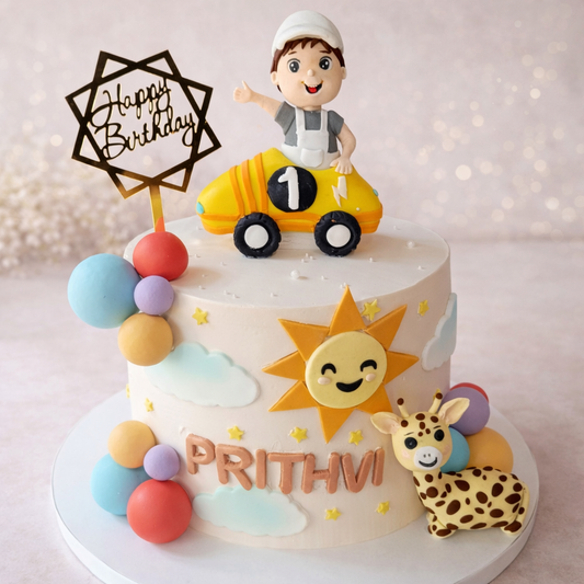 Cute Car Theme Birthday Cake