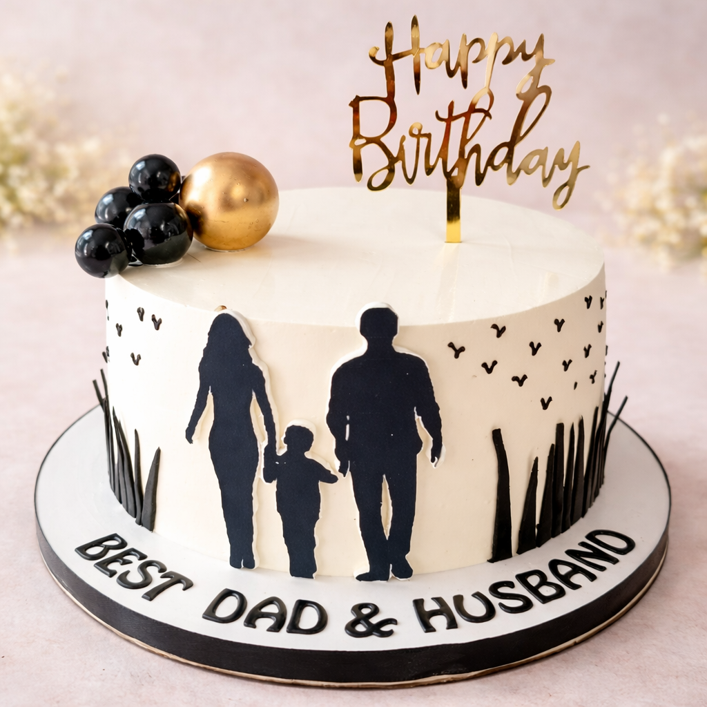 Family Silhouette Birthday Cake