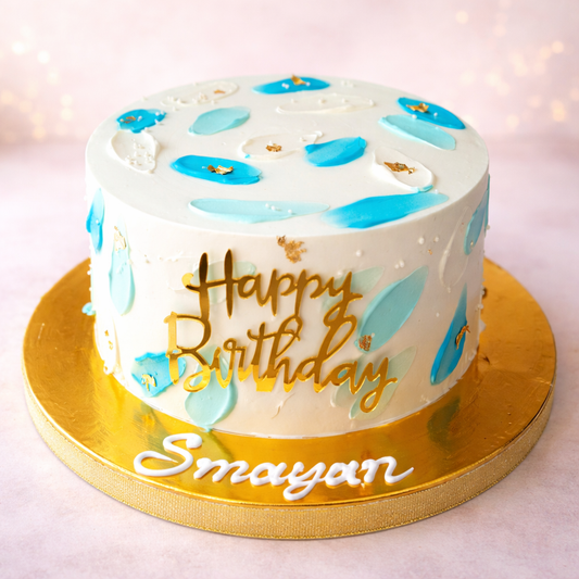 Blue Brushstroke Elegance Cake