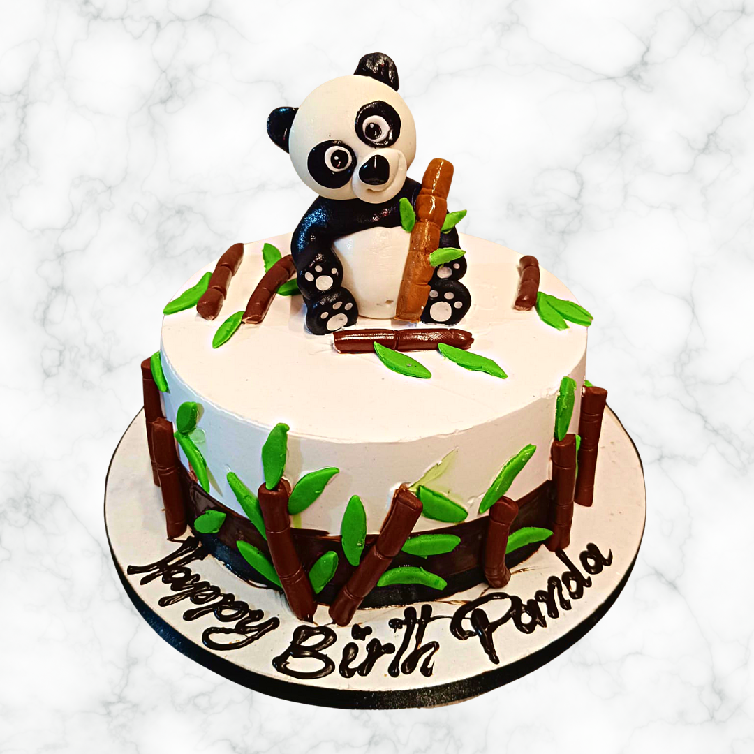 Chocolate Panda Cake With Pistachio Cream And Chocolate Meringue Bamboo  Sticks