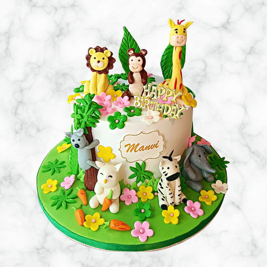 Celebration of Creatures and Blooms Cake