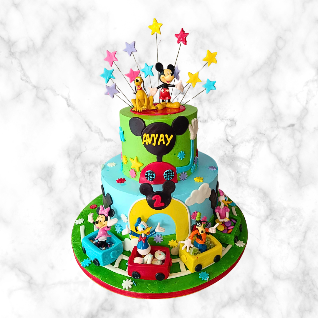 2-Tier Mickey Mouse Clubhouse Train Cake