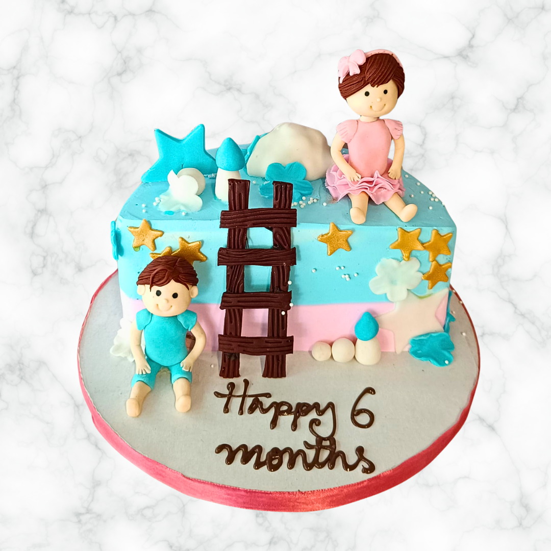 Double the Fun at Six Months Cake