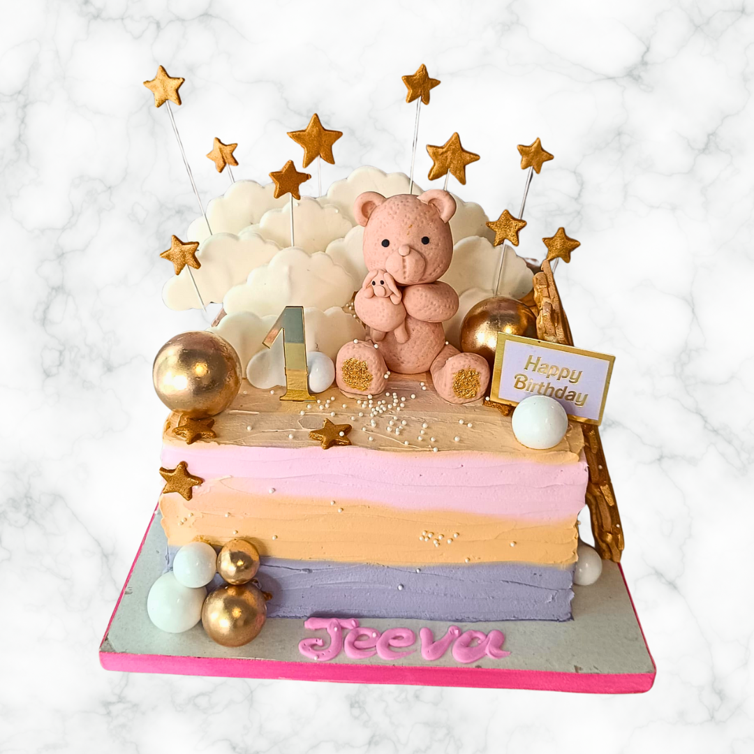 Teddy Bear's Golden Climb Cake