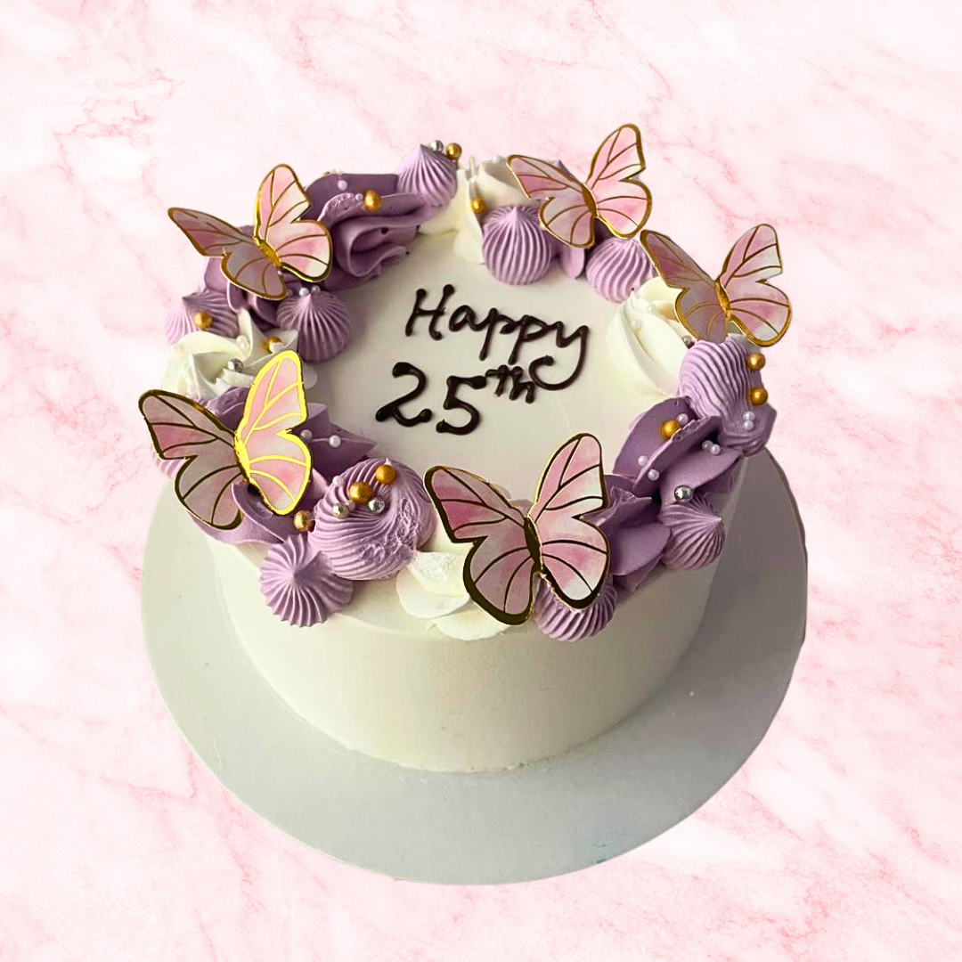 Whimsical White & Lavender Cake