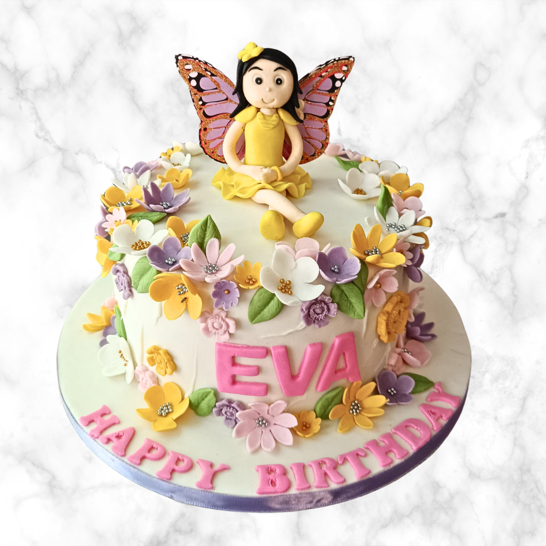 Whimsical Butterfly Garden Cake