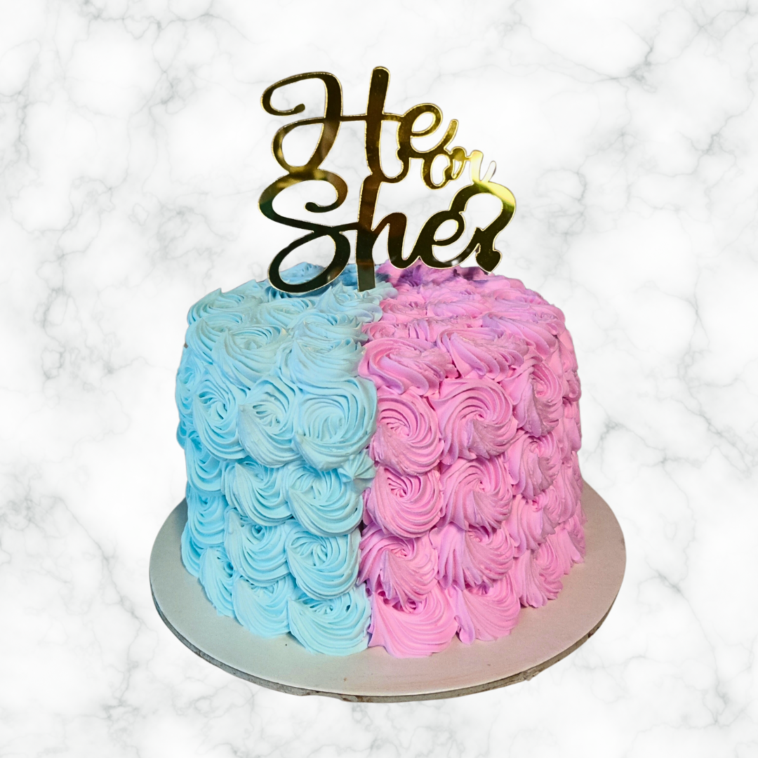 He or She Rosette cake