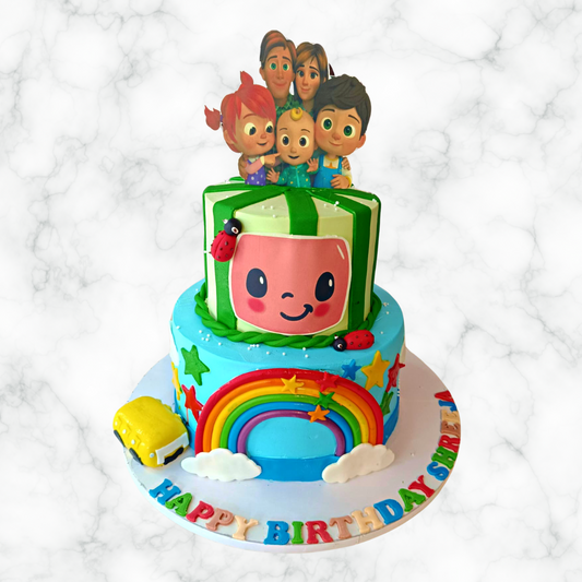 Two-Tier Cocomelon Birthday Cake