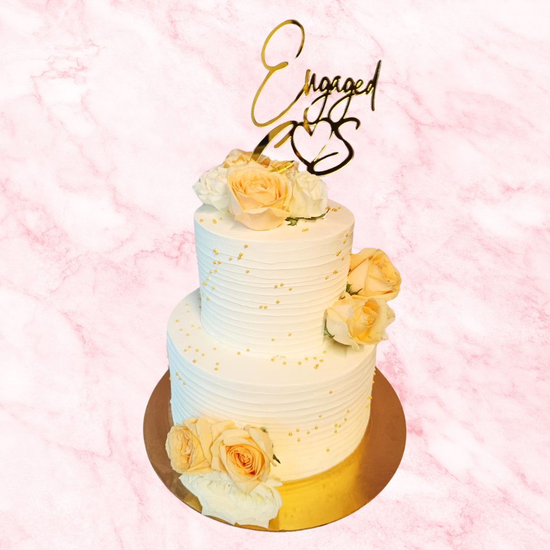 Yellow Rose Engagement Cake