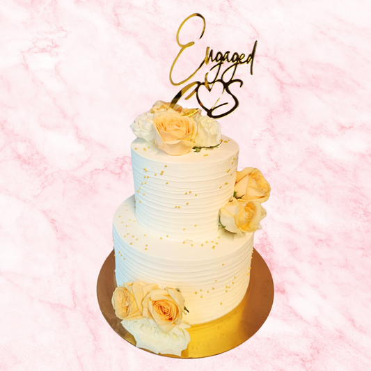 Yellow Rose Engagement Cake