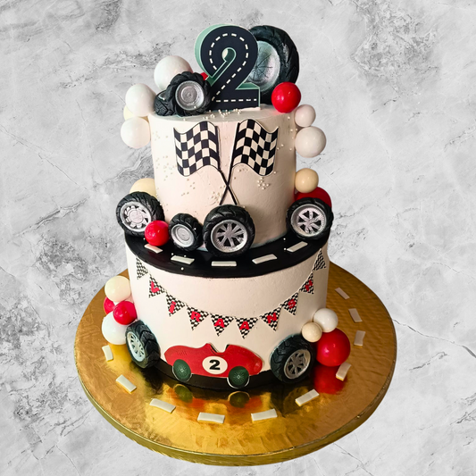 Racing Car Two Tier Cake