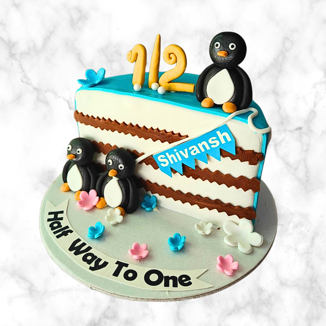 Half-Year Birthday Penguin Cake