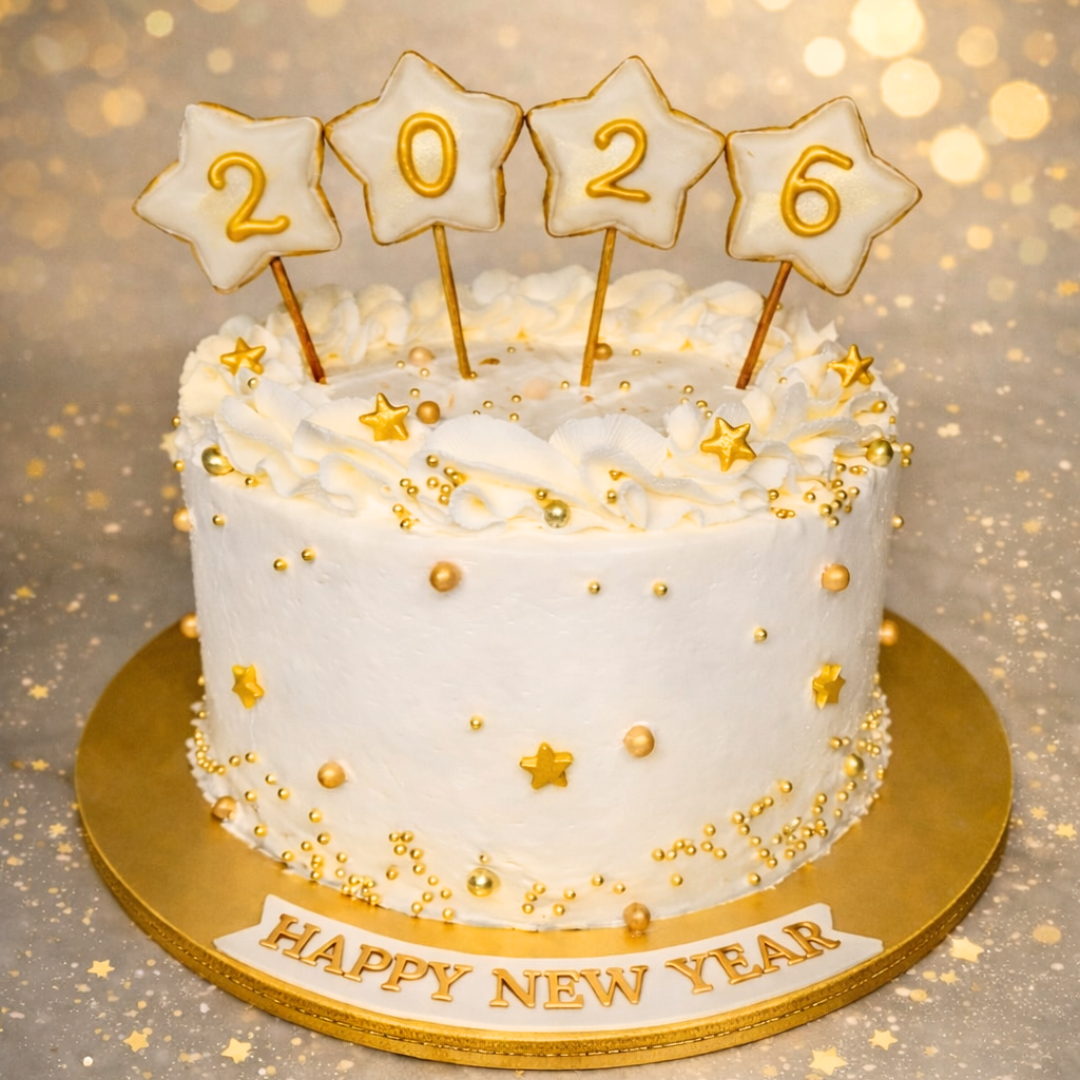 Golden Celebration New Year Cake
