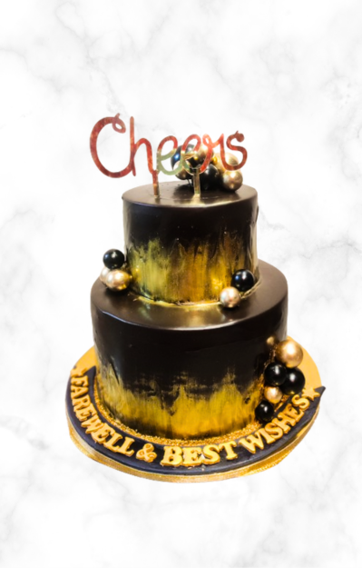 Two Tier Cheers Farewell Cake
