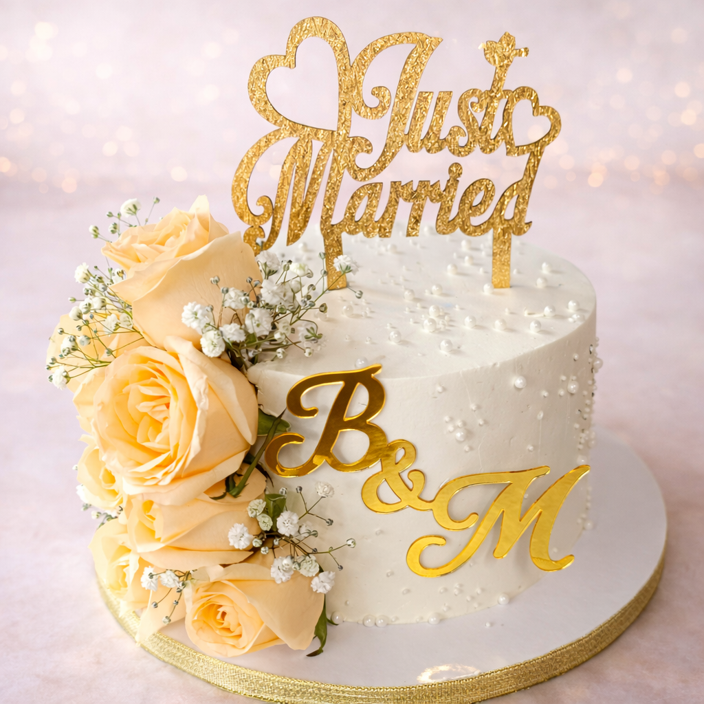 Elegant Just Married Cake